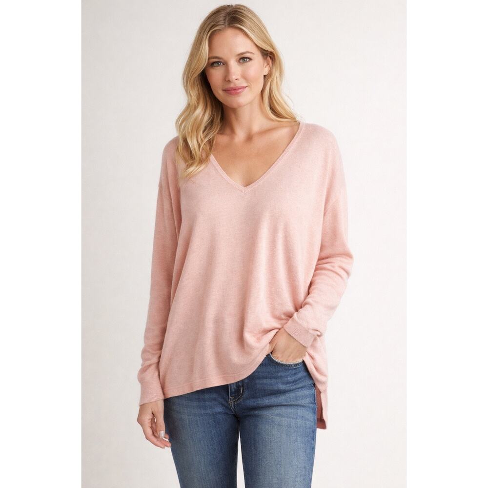 Margaret O'Leary Women's Lightweight Cotton Ribbed V Neck Sweater Casual Stretch